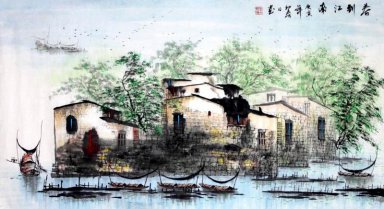 Água e casa - Shui - Pintura Chinesa