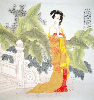Menina de viajar - Pintura Chinesa