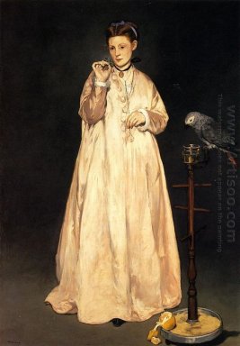 Frau mit einem Papagei 1866