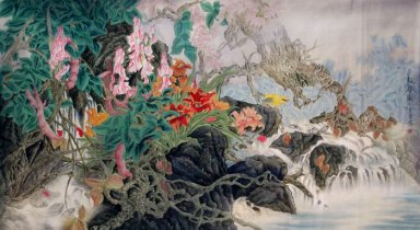 Oiseaux et fleurs - Peinture chinoise