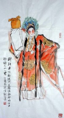personnages d\'opéra, Mu Guiying - Peinture chinoise