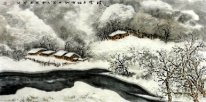 Village dans la neige - peinture chinoise