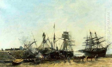 Hamnen Portrieux på den låga tiden Avlastning Fish 1873