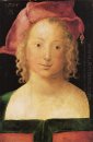 Gesicht ein junges Mädchen mit roten Barett 1507