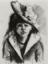 Kvinna med hatt Halvkropps 1886
