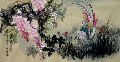 Fazant&Bloemen - Chinees schilderij