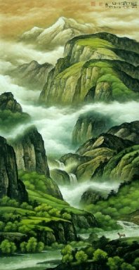 Paysage avec des nuages ​​- Peinture chinoise