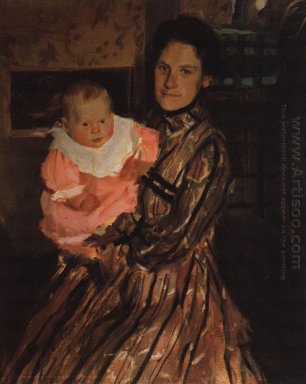 Portret van Y E Kustodieva Met Zoon 1904