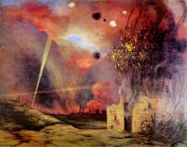 Paysage Off ruines et des incendies 1914