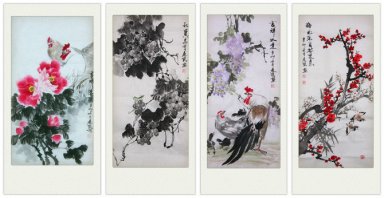 Oiseaux et fleurs - FourInOne - Peinture chinoise
