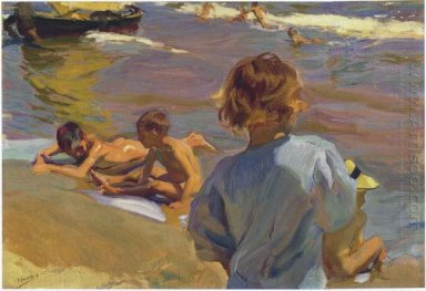 Дети на пляже Валенсии 1916