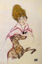 woman with greyhound edith schiele 1916