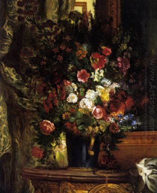 Vase mit Blumen auf einer Konsole 1849