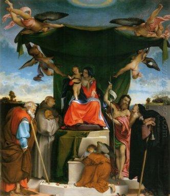 Madonna Enthroned con ángeles y santos San José y San Bernar