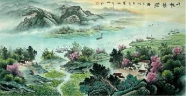 Berg och flod - kinesisk målning