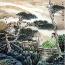 Gaoshi, сосны, лодка-китайской живописи
