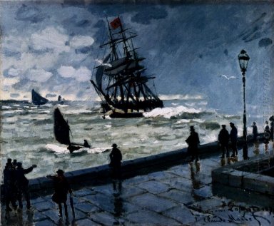Bryggan vid Le Havre Bad Väder 1870