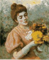 Femme avec bouquet