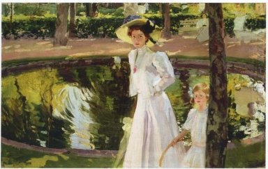 Marian nos jardins de La Granja 1907