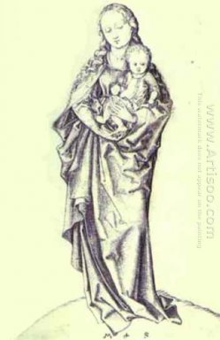 Дева и младенец держит яблоко