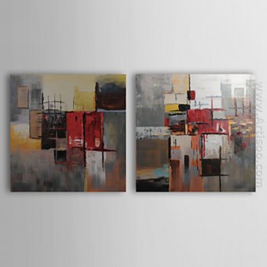 Hand-painted Abstract Oil Painting - Set of 2