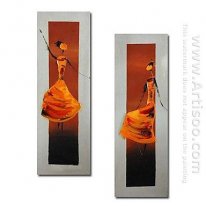 Hand-painted Abstract Oil Painting - Set of 2