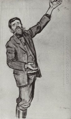 Agitator Mann mit erhobenem Arm 1906