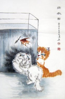 Katt - kinesisk målning