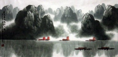 Bergen, water - Chinees schilderij