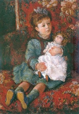 Stående av Germaine Hoschede With A Doll 1877