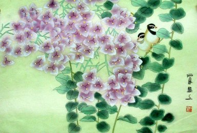 Birds-Bougainvillea - Chinese Painting