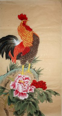 Chicken & Peony - la pintura china
