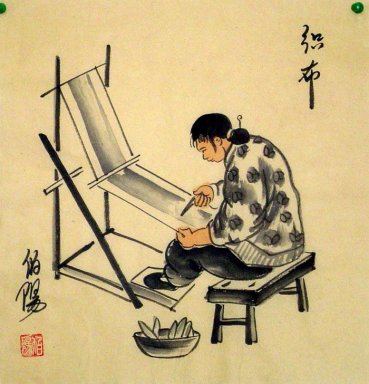 Старые Beijingers, спиннинг - китайской живописи