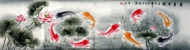 Fish & Lotus - Lukisan Cina