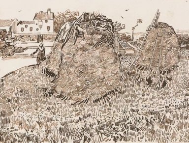 Haystacks cerca de una granja 1888 1