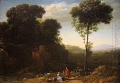 Paisaje pastoral con un molino de 1634