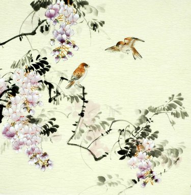 Oiseaux et fleurs - Peinture chinoise