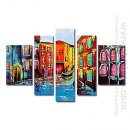 Tangan-Dicat Landscape Oil Painting - Set Dari 5