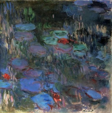 Water Lilies Reflections Of Weeping Willows metà destra 1919