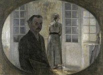 Vu double portrait de l'artiste et sa femme à travers un miroir