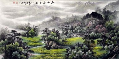 Montagnes, l\'eau - peinture chinoise