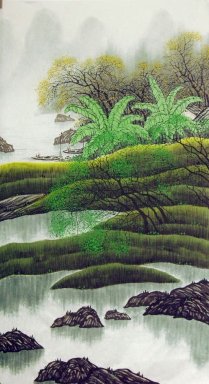 Bäume, Fluss - Chinesische Malerei