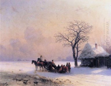 Escena de invierno en la Pequeña Rusia 1868