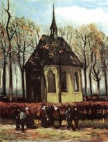 Congregation som lämnar den reformerta kyrkan i Nuenen 1884