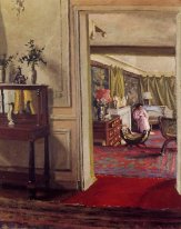 Interiör med kvinna i rosa 1904