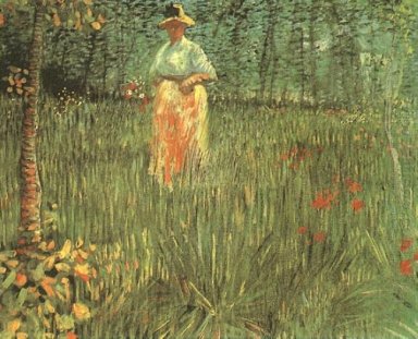 A Woman Walking In Garden 1887