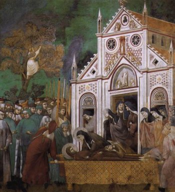 St Francis llorado por Santa Clara 1300
