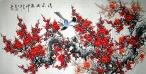 Ciruelo en flor y pájaros - la pintura china