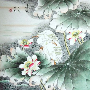 Кран & Лотос - китайской живописи