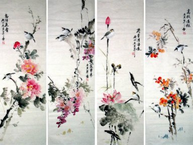 Oiseaux et de fleurs-FourInOne - Peinture chinoise